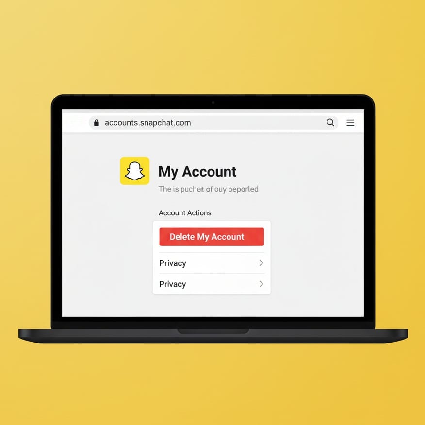 Deleting Snapchat account on web browser interface