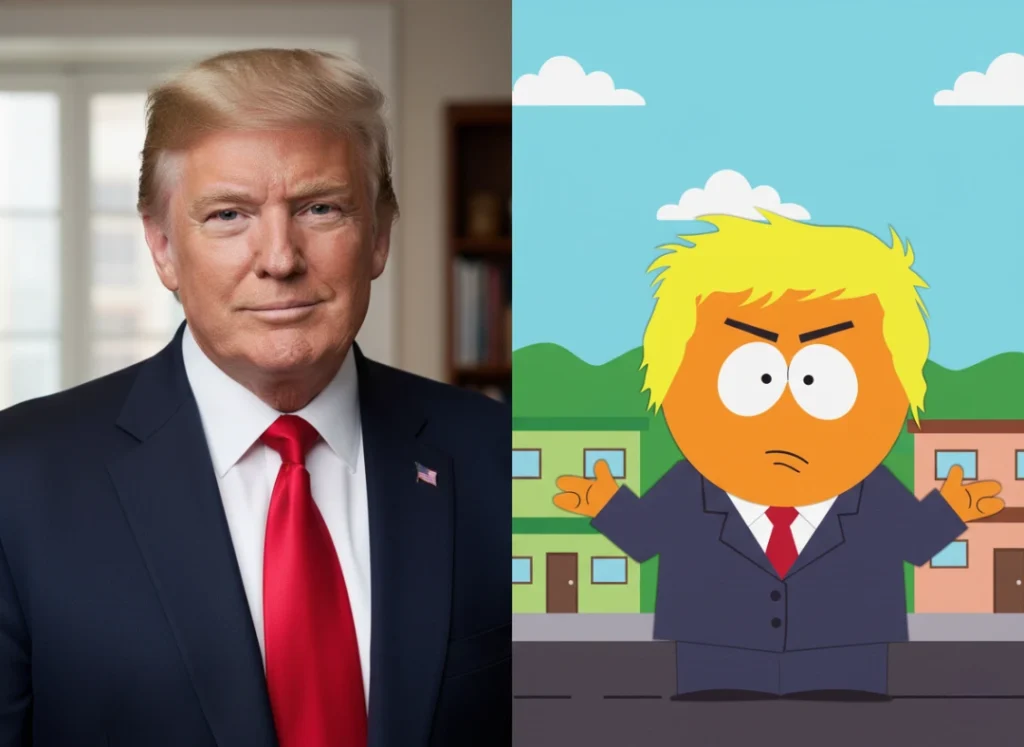 ide by side comparison of Trumps real life photo 1